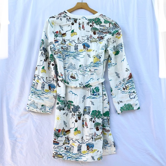 BODEN | CLEO LINEN TIE WAIST DRESS IN IVORY AMALFI COAST PRINT SIZE 6 - Picture 10 of 10